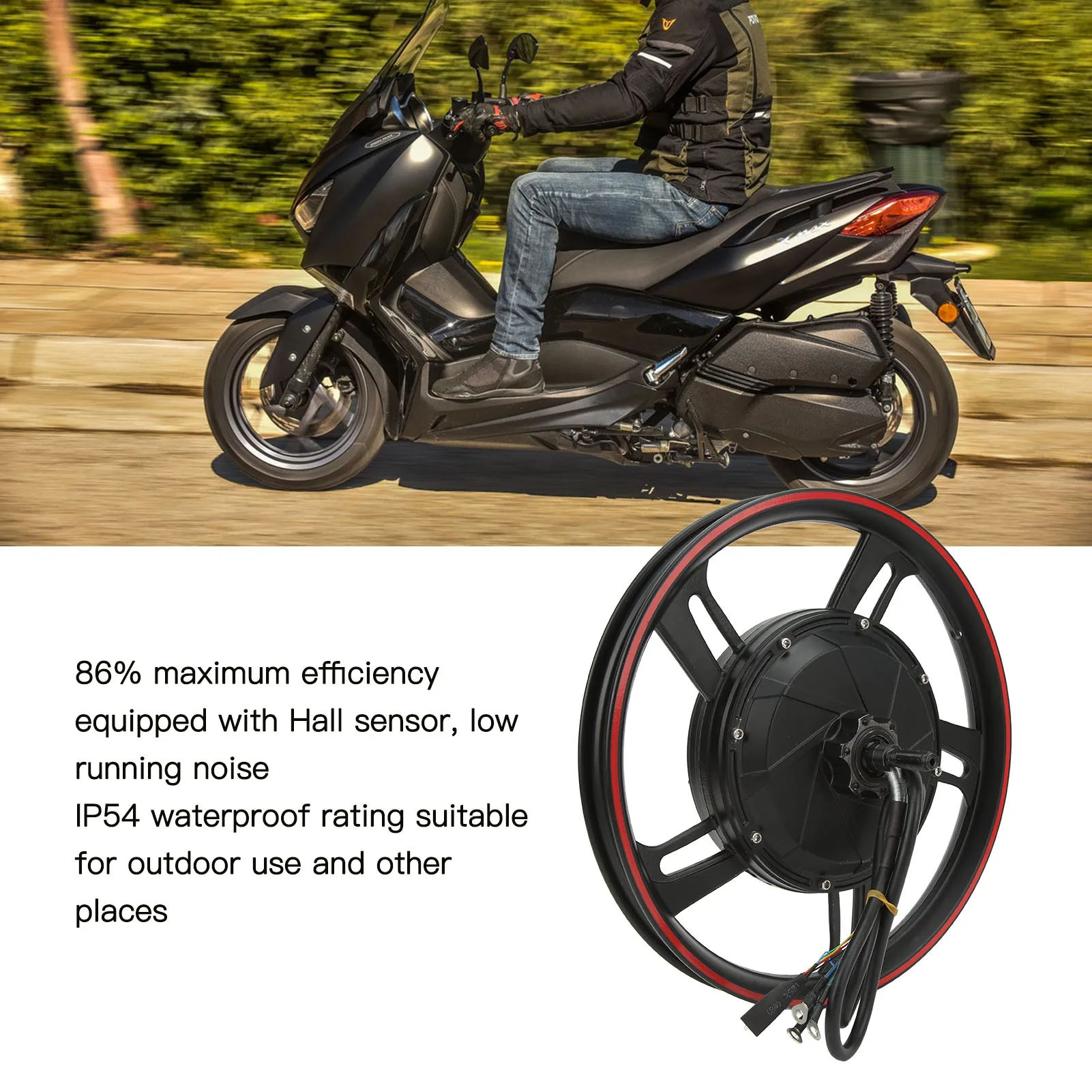 16in Electric Wheel Hub Motor 48-72V 500W-3500W Fat Tire Cycling Disc Brake Motor for Electric Bicycles Scooters Go Karts