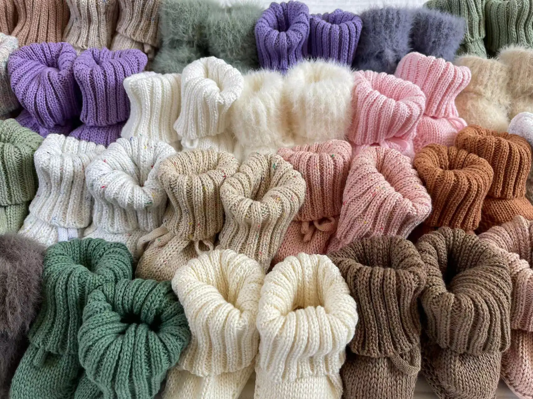 Infant Baby Neutral Booties 100% Cotton Knit Baby Socks Unisex Toddler Baby Shoes Shower Gift 5