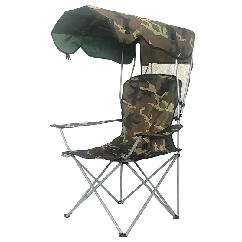 Folding Chair With Sun Shield Portable Fishing Stool Comfort Lightweight Foldable Seat For Indoor/Outdoor Use Sun Protection