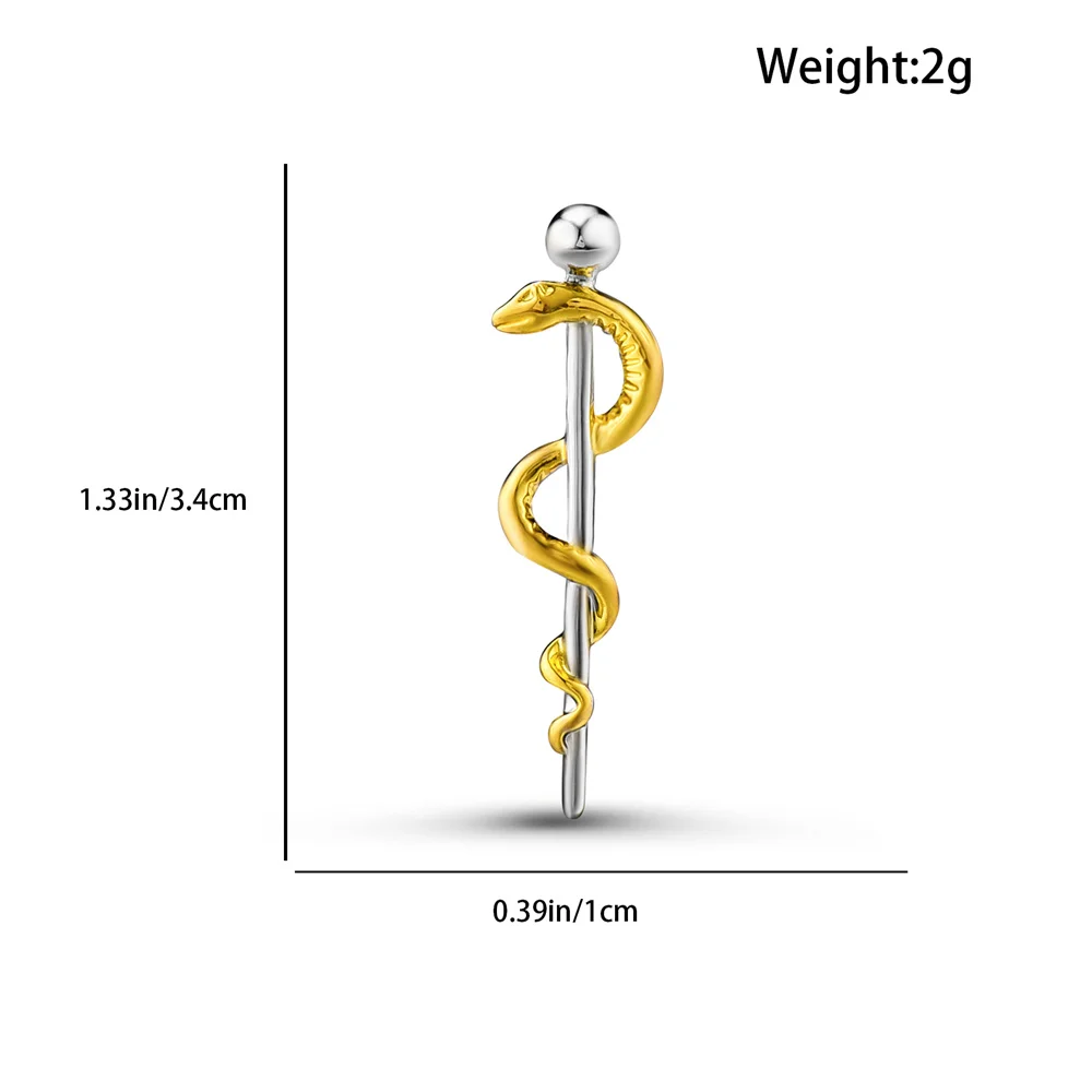 Harong 실버 도금 Caduceus 핀 Asclepius 의료 학생 브로치, 라펠 간호사 의사 배지, 절묘한 쥬얼리, 여성 선물