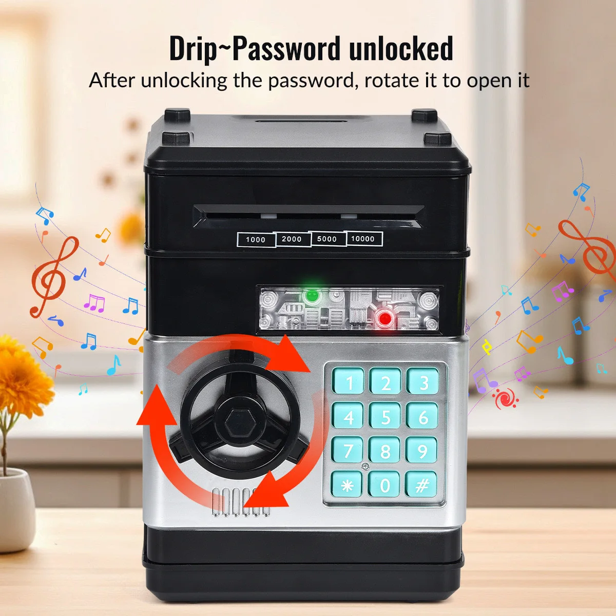 Children's Money Bank Automatic Coin Rolling Feature Savings Deposit Function