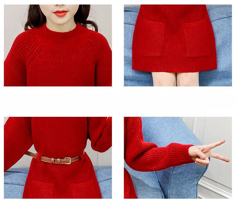 Vestito Maglione Bambina Autunno/Inverno - Maniche Lunghe Con Balze | Giallo E Viola - Foto 11