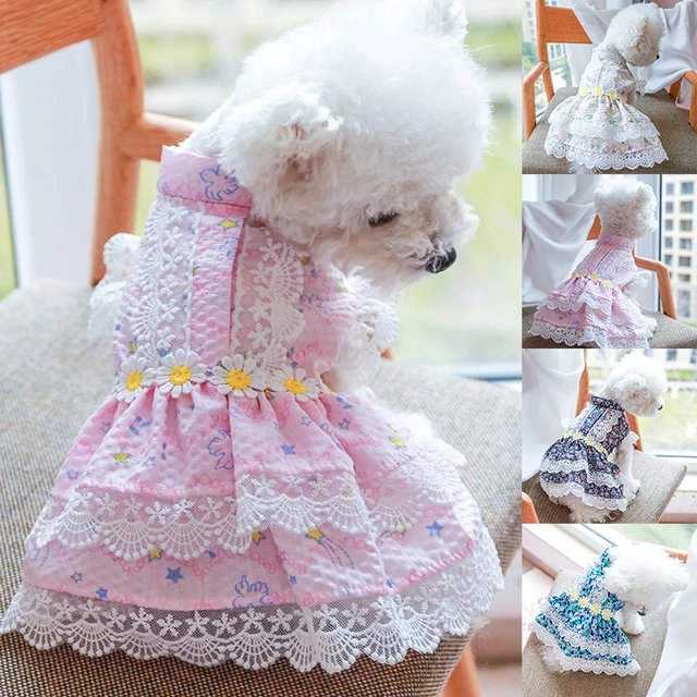 Pink Dog Clothes Sweety Princess Dress for Small Dogs Spring Autumn Summer Puppy  Dog Lace Princess Dress Chihuahua Dog Skirt - AliExpress