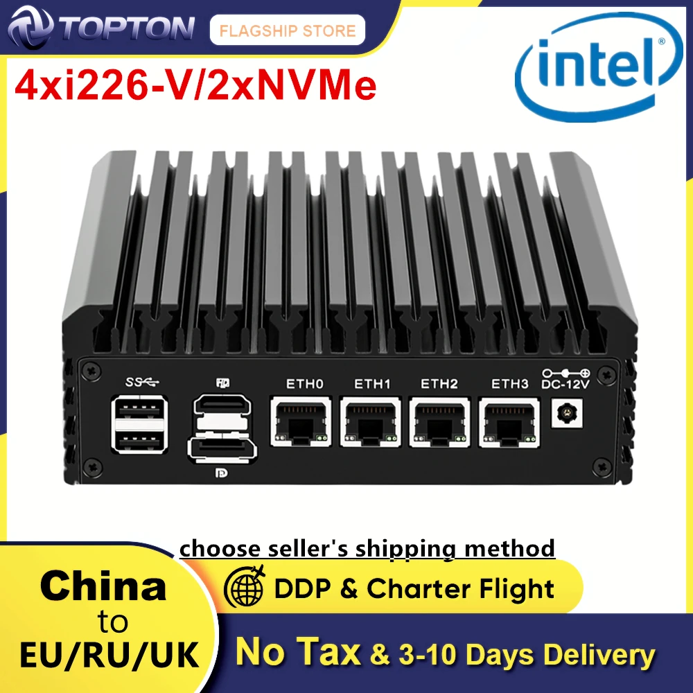 

Super Deal Soft Router 4xIntel i226-V 2.5G LAN N5105 Fanless Mini PC DDR4 2xM.2 NVMe Micro Firewall Appliance OPNsense ESXi