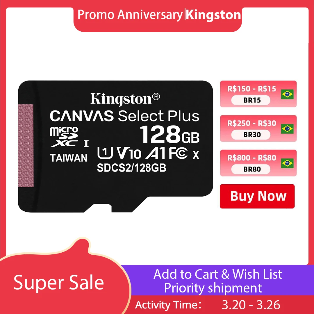 Kingston Memory Card 128gb 32gb Micro Sd Tf 64gb 256gb Microsd Sdcs2
