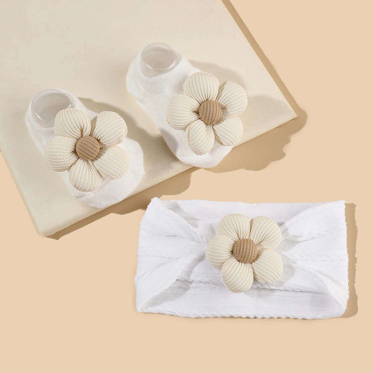 여아 머리띠 양말 세트,  소녀, 귀여운 꽃,  공주 양말, 가을  헤어 액세서리 선물, 2 개/세트