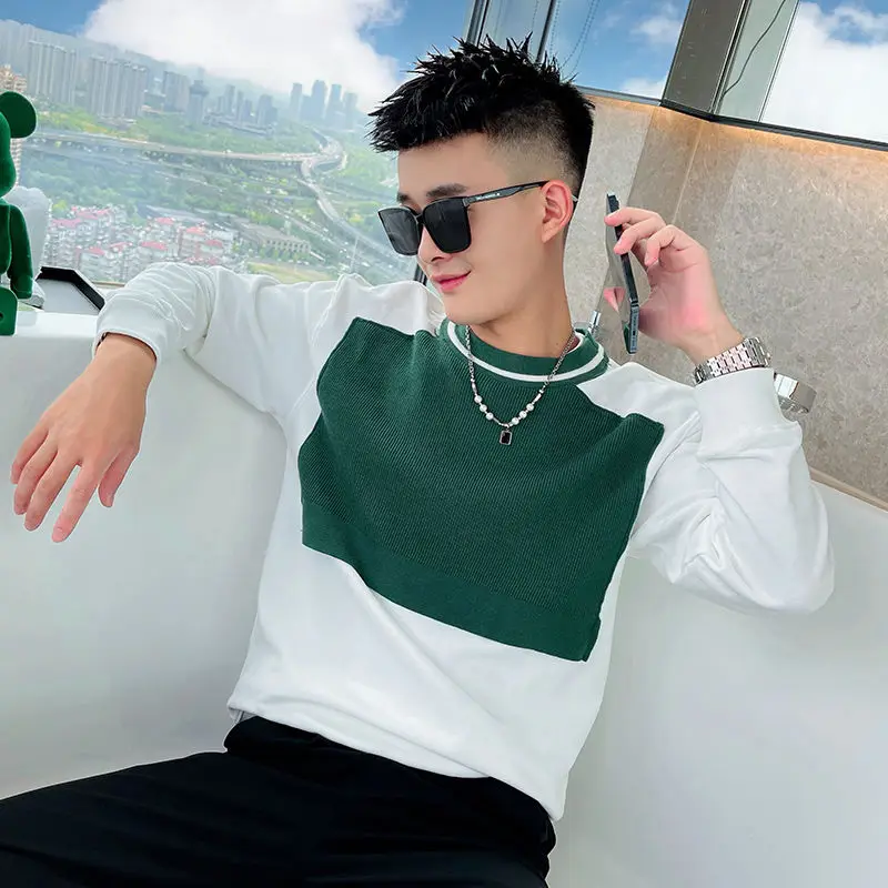 Spring Autumn KPOP Fashion Style Harajuku Slim Fit Tops Loose All Match Casual T-shirts Insert Patchwork Long Sleeve Sweatshirt