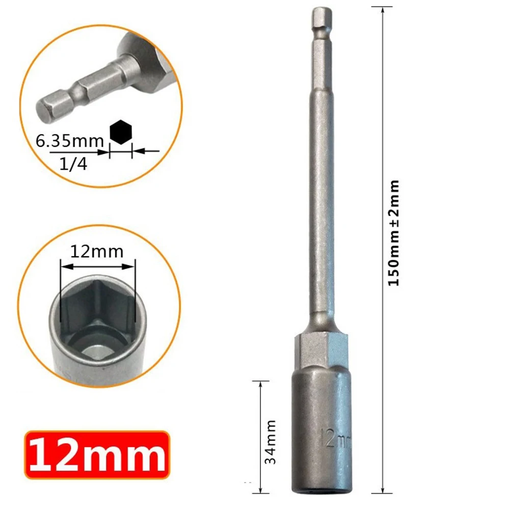 Pistolenbohrer Steckschlüssel Zimmerei 150 mm 1 Stück Adapter Chrom-Vanadium-Stahl Sechskantmutter Elektroschrauber – Detail 16