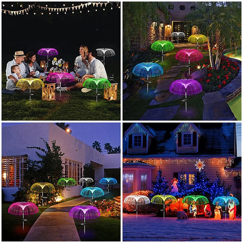 Solar Garden Pathway Lights Outdoor Country Waterproof Fiber Optic Jellyfish Lawn Lights Outdoor Patio Villa Yard Decor 1cps solar lights solar wall lamp solar led lights solar ground lights lawn lamp garden lighting
