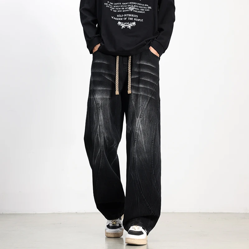 사계절 야외 사이클링 스포츠 트렌드 와이드 레그 청바지 패션 트렌드 다용도 플러스 사이즈 루즈 통기성 스트레이트 레그 팬츠