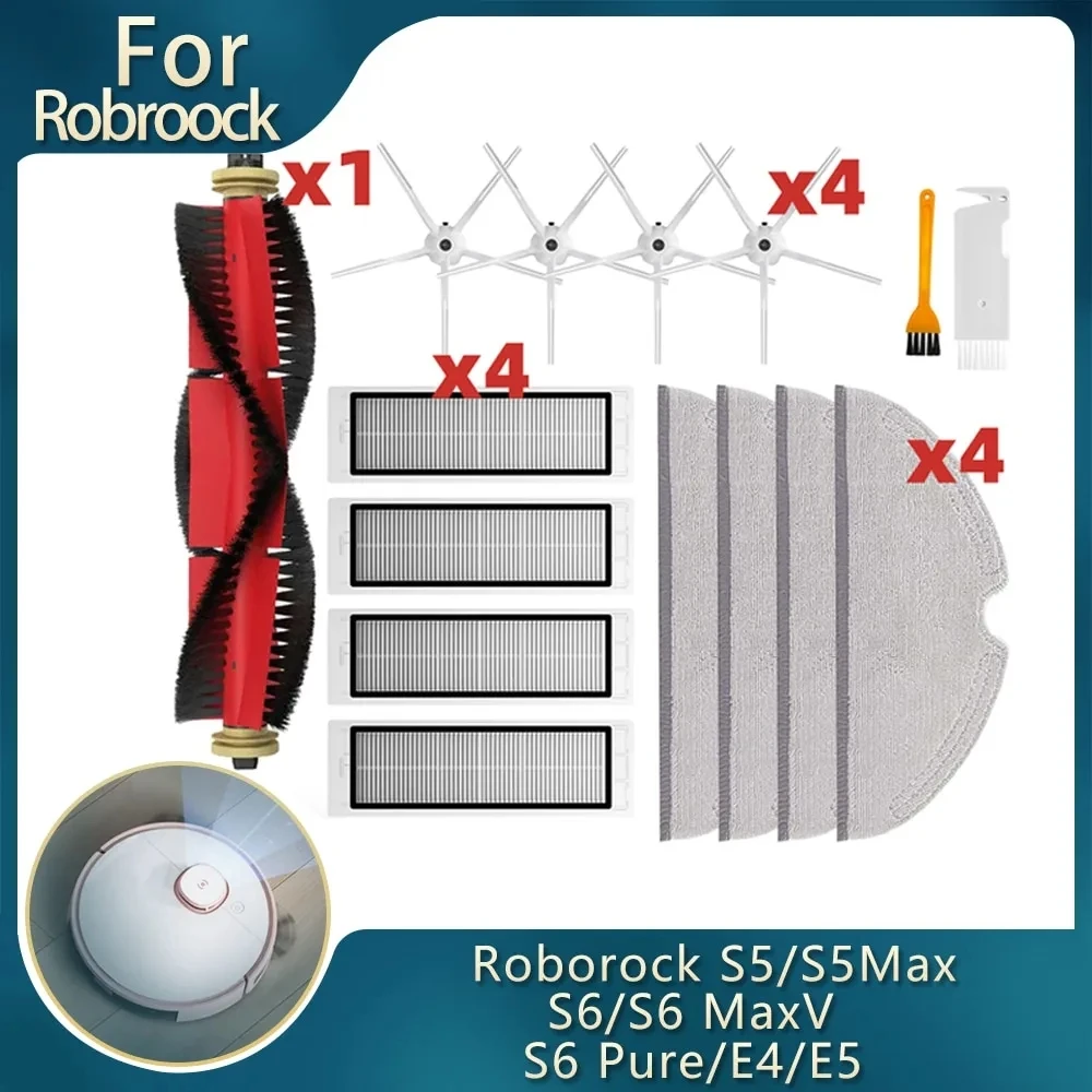 

For Xiaomi Roborock S5 S502-00 S502-02 S5 Max S6 S6 MaxV S6 Pure E4 E5 Robot Vacuum Spare Parts Main Side Brush Hepa Filter Mop