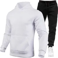 Ensemble de survêtement 2 pièces pour hommes et femmes, sweats à capuche décontractés, optique de document solide, pull et pantalon long, jogging Smile, sports trempés, automne, nouveau 5