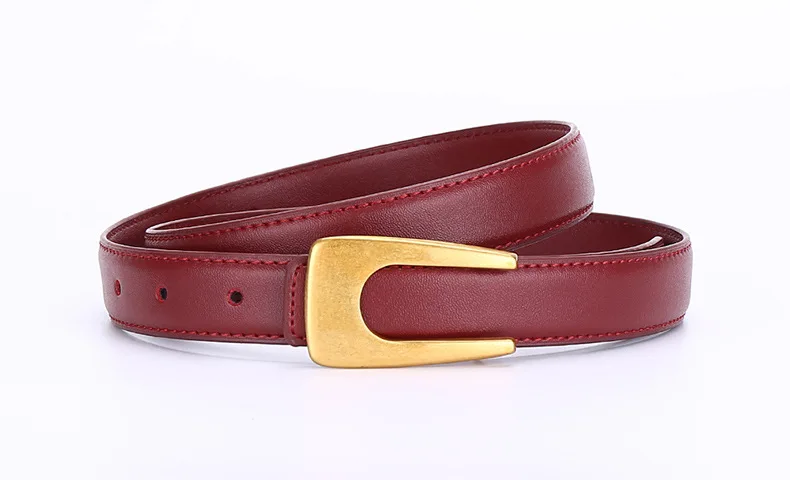 Modischer burgunderroter Damengürtel aus echtem Leder, Rindsleder-Trend, All-Match-Taillengürtel für Damen – Detail 9