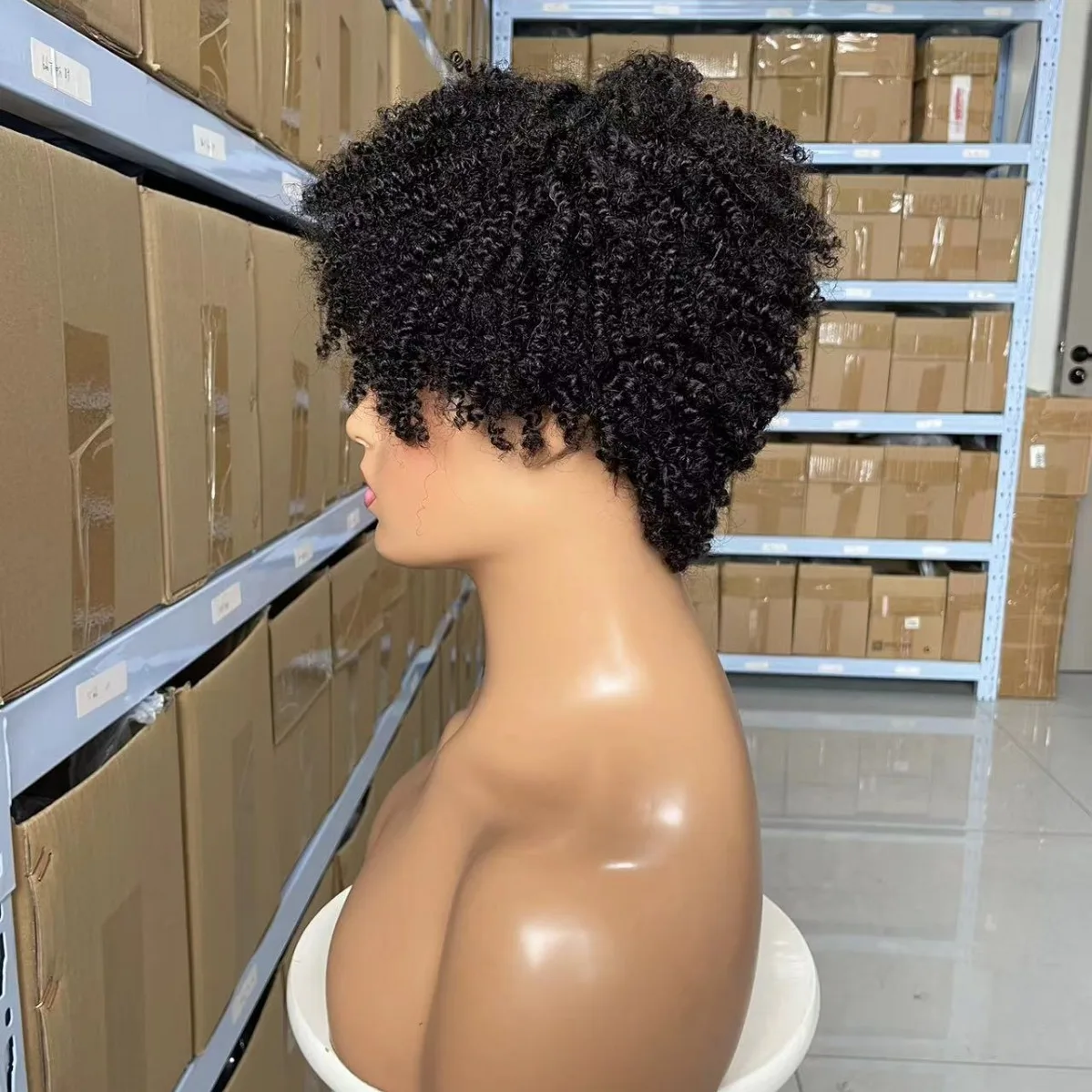 8inch Afro Kinky Curly Full Machine Short Wigs Human Hair High Quality Brazilian Virgin Hair Wig For Black Women Daily Use