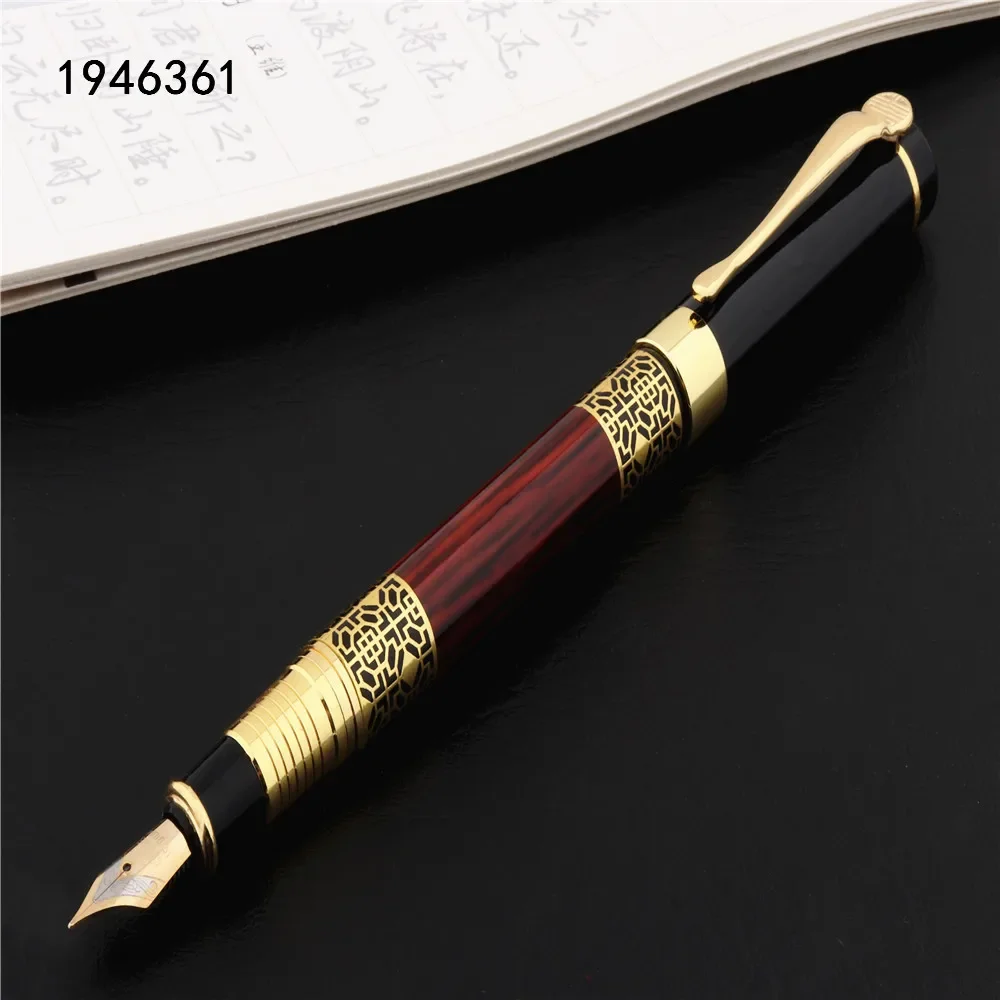Fountain Pen 530 Golden carving Mahogany Business office School student office Supplies Ink pen