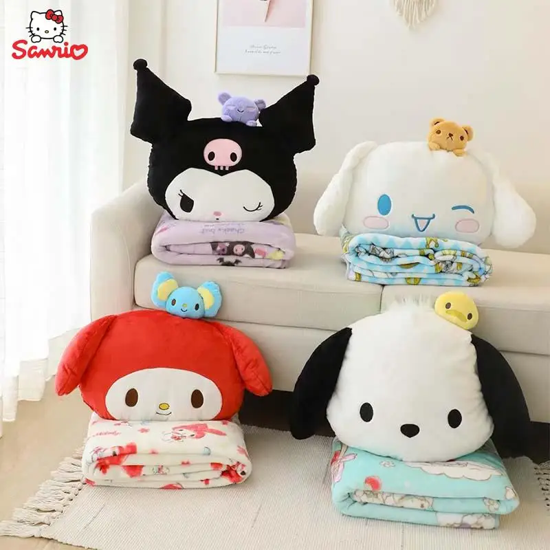 

Sanrio диванная подушка одеяло My Melody Kuromi Cinnamoroll понравико милое воздухопроницаемое комнатное утолщенное Одеяло Портативный подарок для путешествий