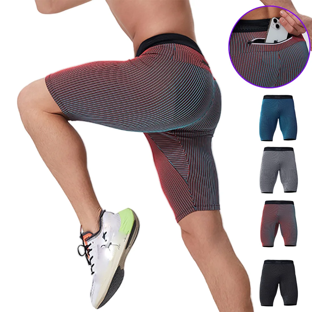Marathon Compression Shorts Quick Dry Running Training Fitness Leggings Bodybuilding Tights Sports Men Gym Male Waist Bag sports shorts