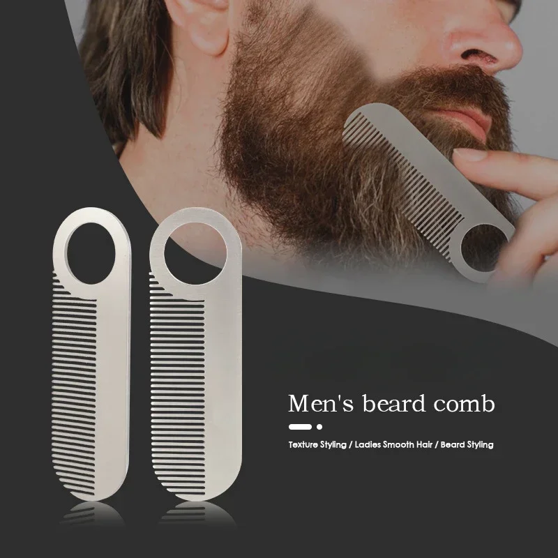 Stainless Steel Men's Beard Comb Portable Mini Oil Head Comb for Barber Mustache Care Shaping Tools Pocket Size Silver Hair Comb 1