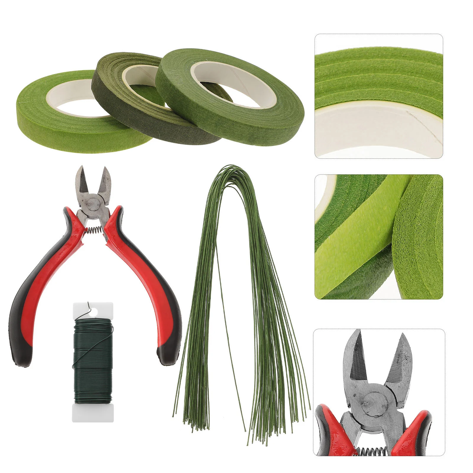 꽃 도구 세트, 꽃다발 배열 도구 키트, 꽃 호박 패키지 테이프, 플라스틱 거치대 가위