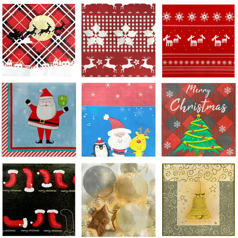 Christmas Snowman Theme Paper Napkins Xmas New Year Party Tableware Home Decoration 20pcs/pack