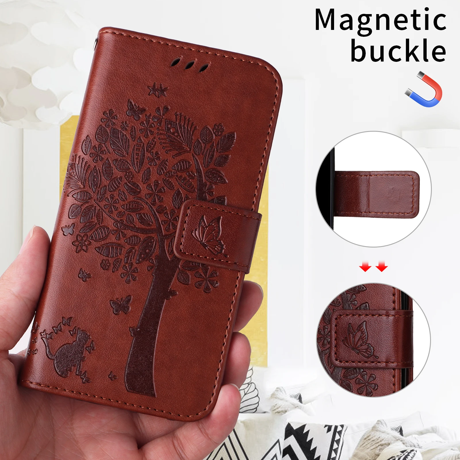 Custodia Portafoglio In Pelle Con Disegni Per Xiaomi Redmi Note 12 4G | Flip Case Magnetica Con Slot Carte E Cavalletto | Rosso - 6