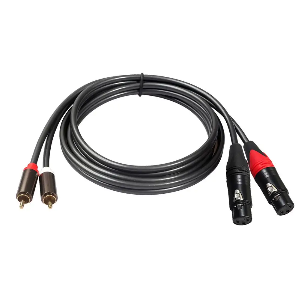 2pcs XLR Cable XLR Female Male 2 Female to 2 RCA Male Audio for Amplifier Mixer Microphone 5 Feet