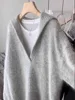 Advanced Gray Alpaca Wool Sweater Women'S Autumn And Winter Big Collar V-Neck Fluffy Loose Casual Top 3