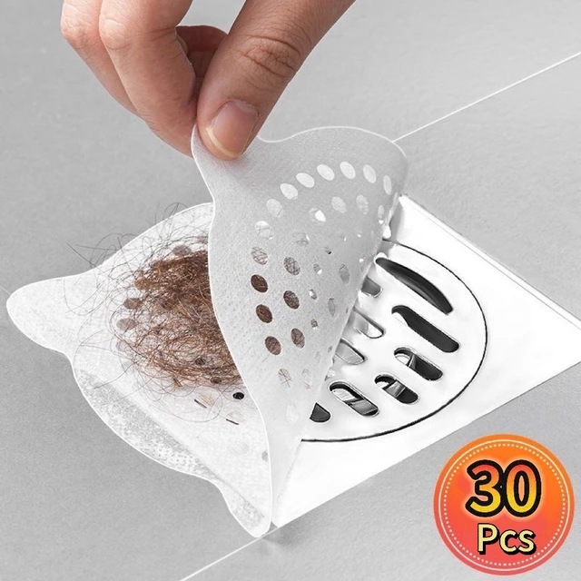 30 PCS Disposable Shower Drain Hair Catcher Mesh Stickers