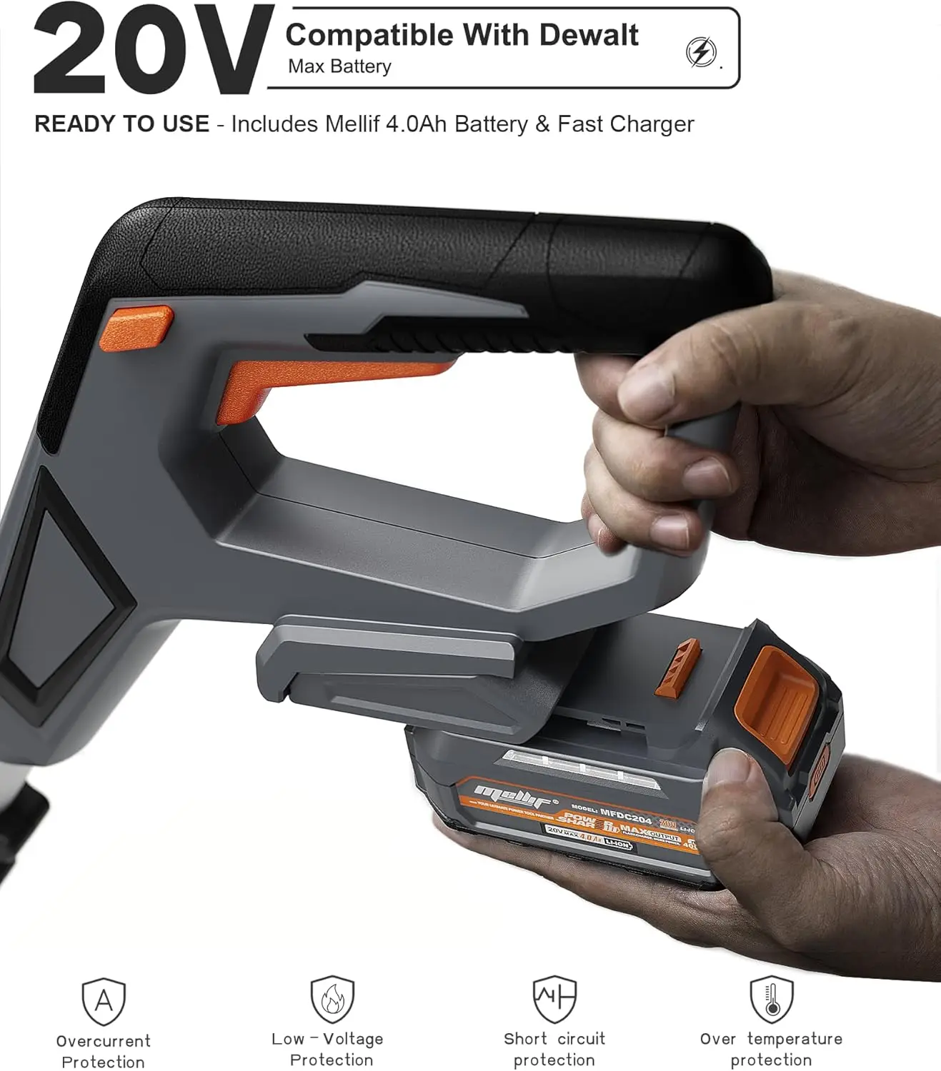 Cordless Snow Shovel, 12-Inch Brushless Snow Blower Compatible with DeWalt 20V MAX Battery, Includes 4.0Ah Battery & Charger Kit