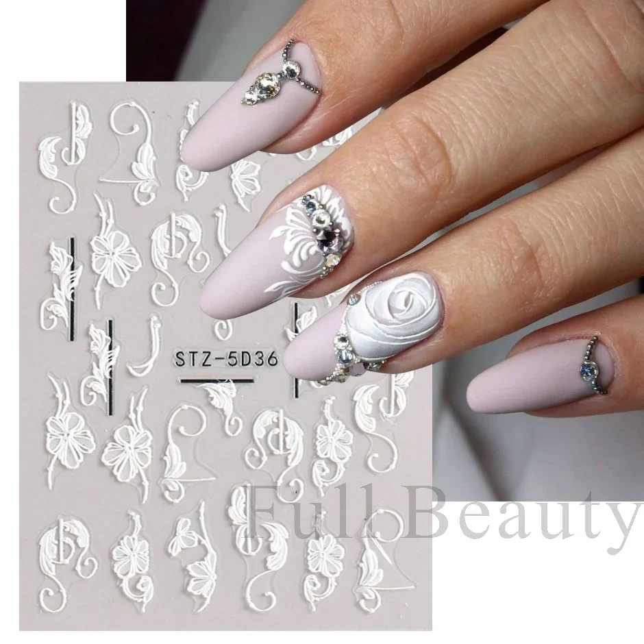 5D Flower Nail Stickers Wedding Design Adhesive Sliders Summer Decoration, nail stickers,nail art decoration,nail decals,flower stickers