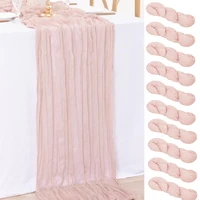 10PCS Wholesale Gauze Table Runner Wedding Semi-Sheer Vintage Cheesecloth Dining Party Christmas Banquet Arches Cake Table Decor 1