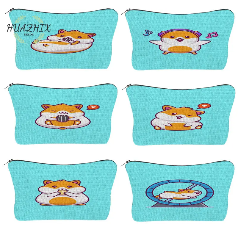 

Cute Cartoon Hamster Cosmetic Bag for Women Products Small Items Pouch Travel Essentials Makeup Storage Organizer Toiletry Kit