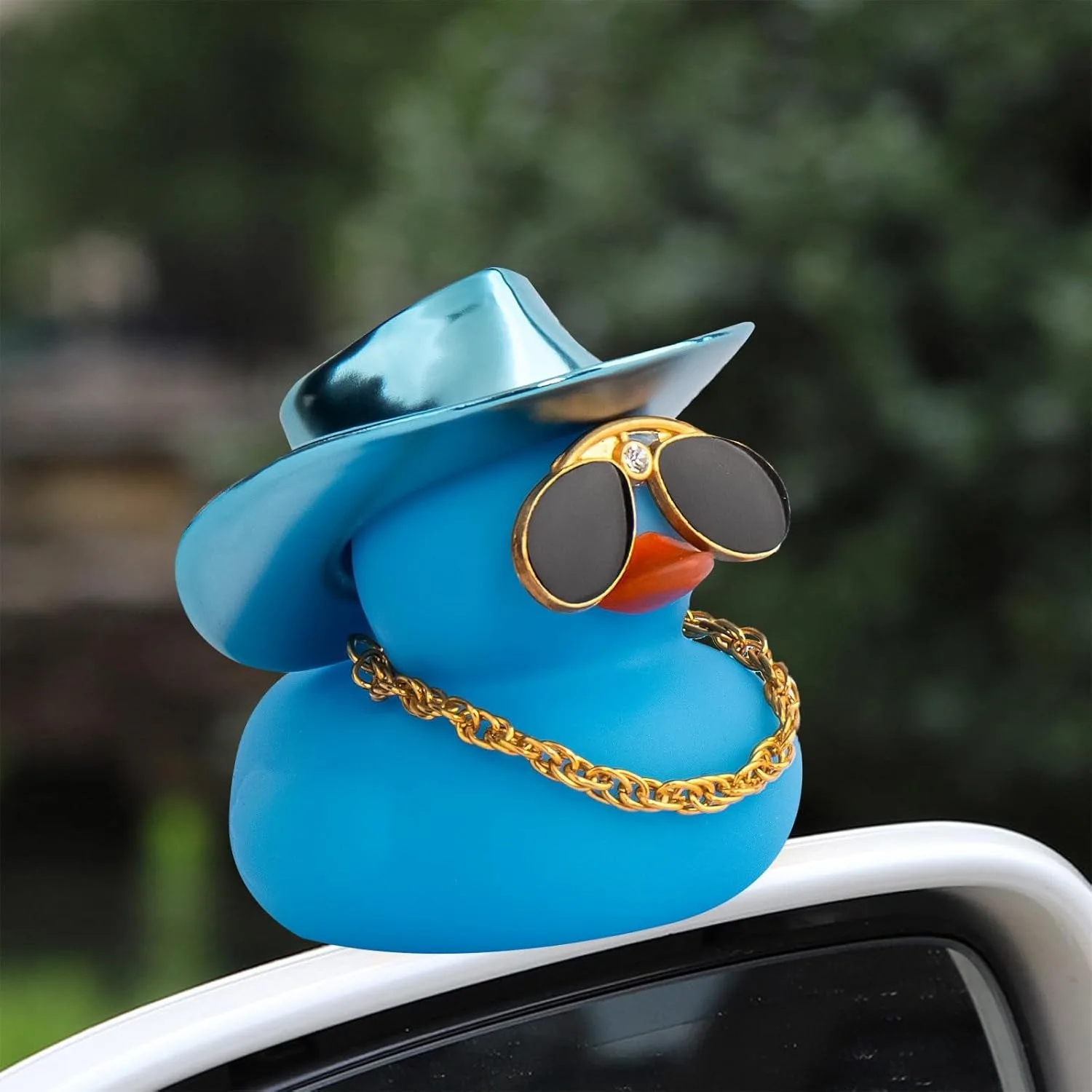 Dashboard Decorations Colorful Laser Cowboy Hat Ducky For Car Ornament Accessories Ducks with Hat Necklace Diamond Glasses car decoration accessories car figurine ornament