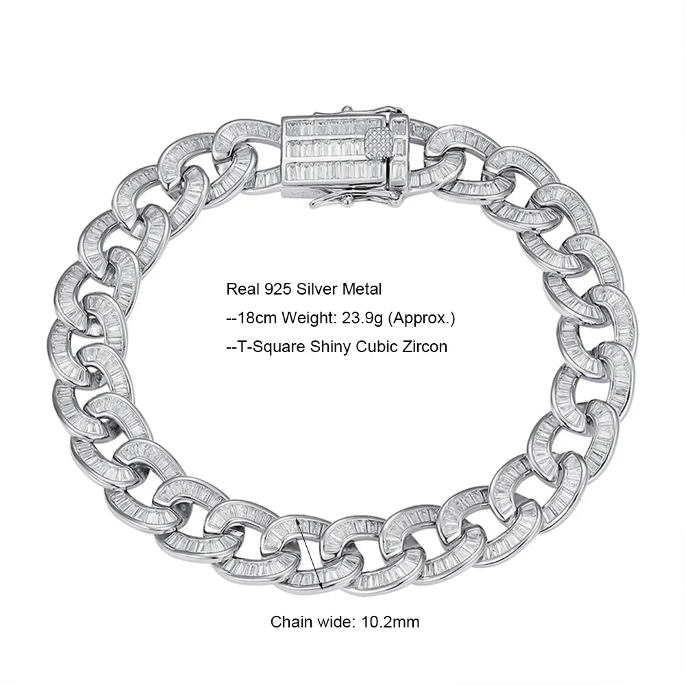    ũ ü 15-22 CM  Pave Full T-Square Zircon Hip Hop Rock Fine Jewelry For Men Women
