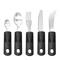 Adaptive Utensil Non-Weighted, Non-Slip Handles For Hand Tremors, Arthritis, Parkinson's Or Elderly Use 5Pack 1