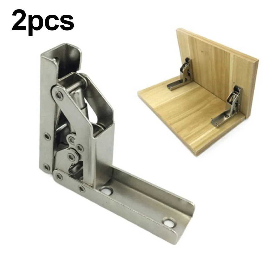 Folding hinges 2Pcs 90/180 Degree Self-Locking Folding Hinges Brackets Spring For Cabinets