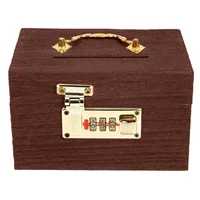 Box Treasure Wooden Pirate Lock Wood Bank Jewelry Cash Trinket Case Storage Piggy Money Coin Vintage Keepsake Decorative Kids 1