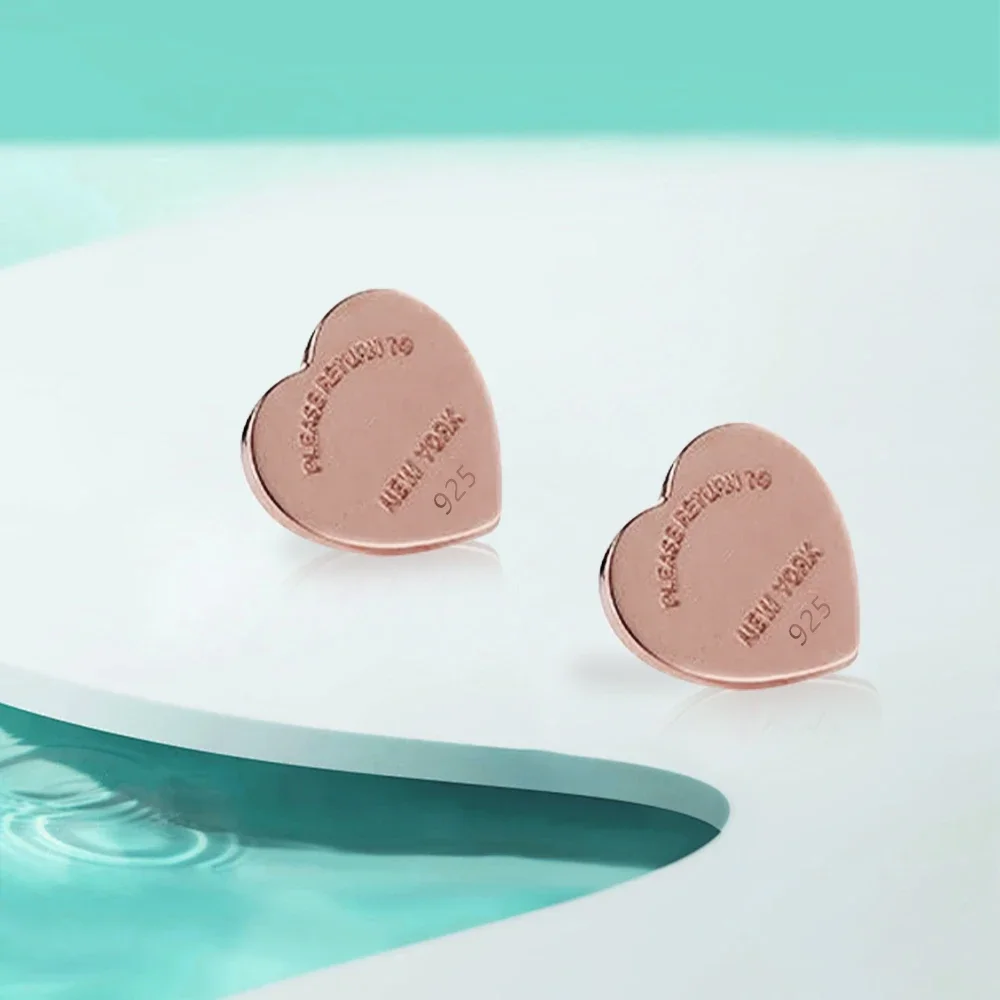 Elegant Electroplated Heart Earrings in Titanium Steel