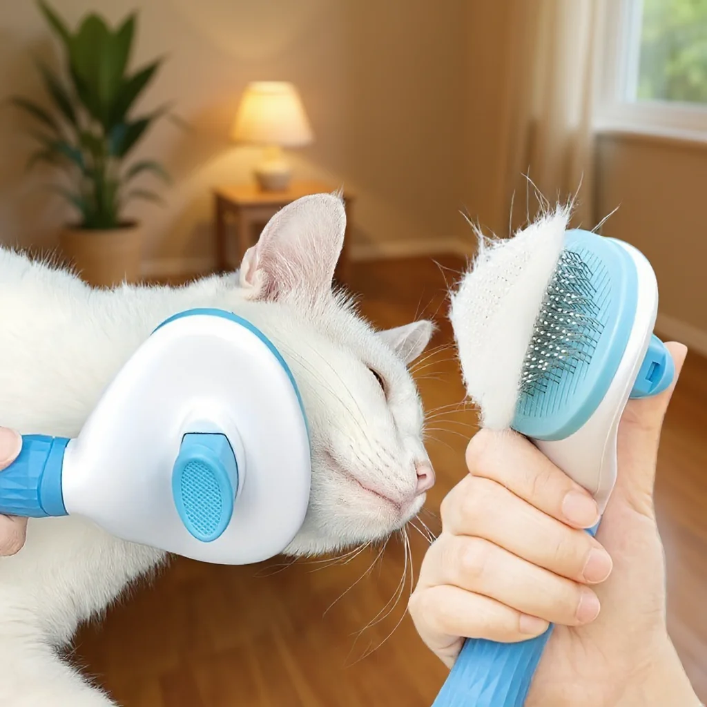Easy-to-Clean Dog&Cat Grooming Brush-Gentle Hair Removal Massage Comb with One-Button Operation, Ideal for All Dog & Cat Breeds Easy-to-Clean Dog&Cat Grooming Brush-Gentle Hair Removal Massage Comb with One-Button Operation, Ideal for All Dog & Cat Breeds