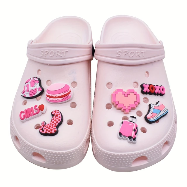 Dijes para Crocs para adolescentes y mujeres adultas, dijes brillantes para  zapatos de Crocs, accesorios de pines de diseño rosa, regalos de Navidad