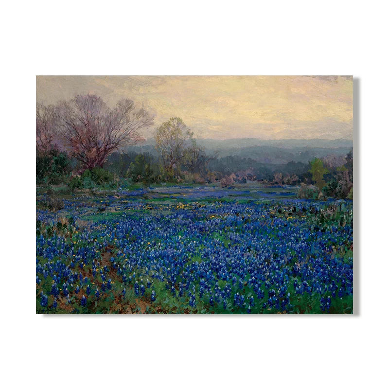 Vintage Wildflower Meadow Oil Painting Canvas Poster - Farmhouse Wall Art Decor
