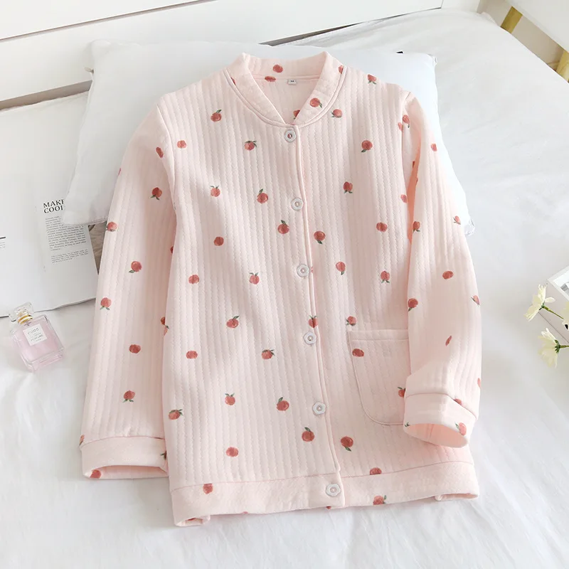 Japanese style autumn and winter all-in-one blouse ladies pure cotton thickening air cotton warm home clothes women pajamas