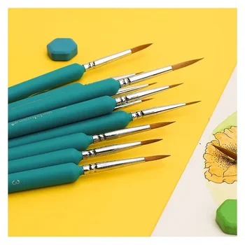 11 pz/set penna a gancio per pittura a olio ad acquerello extra fine morbido pelo di lupo pennello a mano guazzo acrilico disegno di arte del chiodo 1