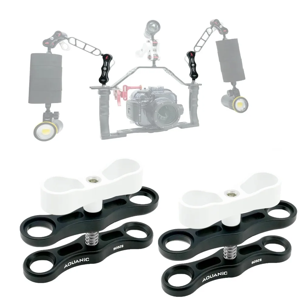 Diving Extended 2 Holes Clamp Butterfly Clip diving clamp for Ball Mount Adapter Light Arm Tray Bracket Camera Housing camera accessories camera bracket camera clamp camera handlebar clamp camera screw mount screw mount adapter camera mount bracket camera ball head mount