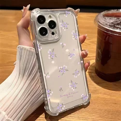 Elegant Purple Floral Transparent Shockproof Phone Case for Samsung S22 PLUS 5G (TMSJ-2TMS2403q1)