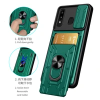 For Samsung Galaxy A20 A21S A30 A30S A31 A50 A50S A51 A71 Case Anti-drop Armor Stand Ring Slide Camera Card Slot Back Cover 1