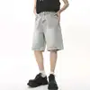 IEFB Summer Men's Casual Jeans Shorts Loose Mid High Waist Fashion Knee Lenght Denim Short Pants Vintage Male New Korean 9A8588 2