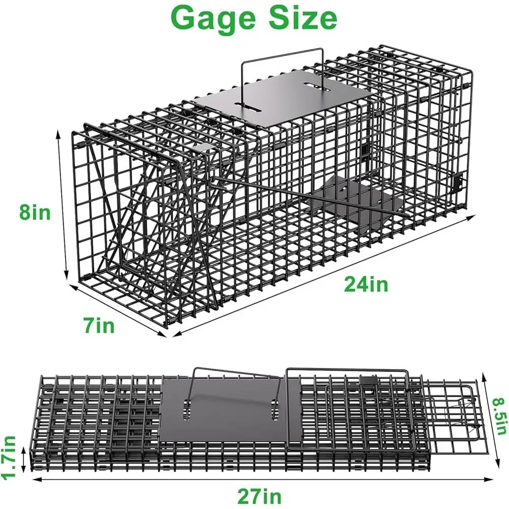 Humane Capture Live Animal Trap Cage Stray Cats Raccoons Medium Size Durable Foldable Outdoor Indoor Use