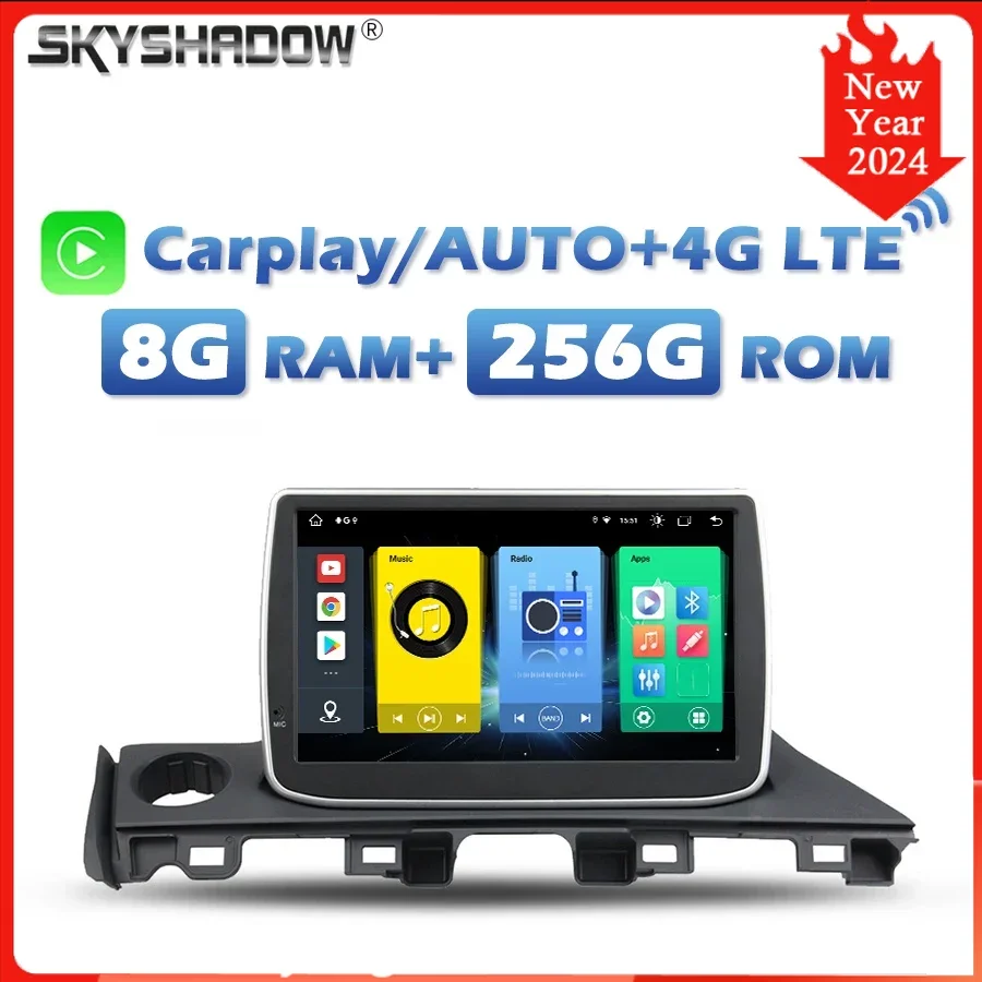 

Carplay Auto 4G SIM DSP IPS Android 13.0 8G+256G Car DVD Player GPS RDS Radio WIFI Bluetooth For Mazda 6 Atenza 2016 2017 2018