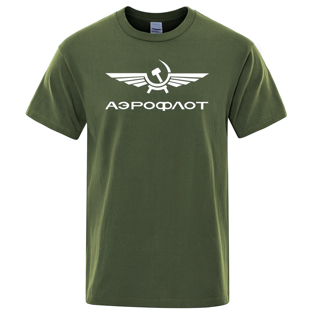 Aeroflot Aviation Russe Pilote Aerospace Aviateur T-Shirt Men Summer Cotton Short Sleeve Fashion Casual Clothes Loose T Shirt